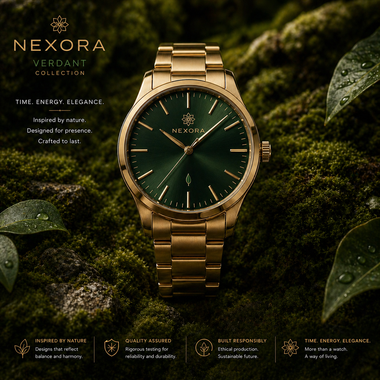 Verdant Collection Watch | NEXORA™ — Handcrafted Luxury Timepiece